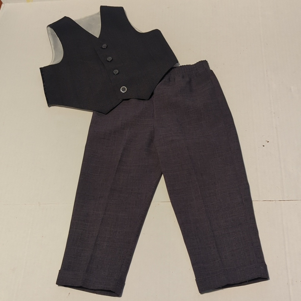 Toddler Boy 2 Piece Suit Vest Set Gray 3T